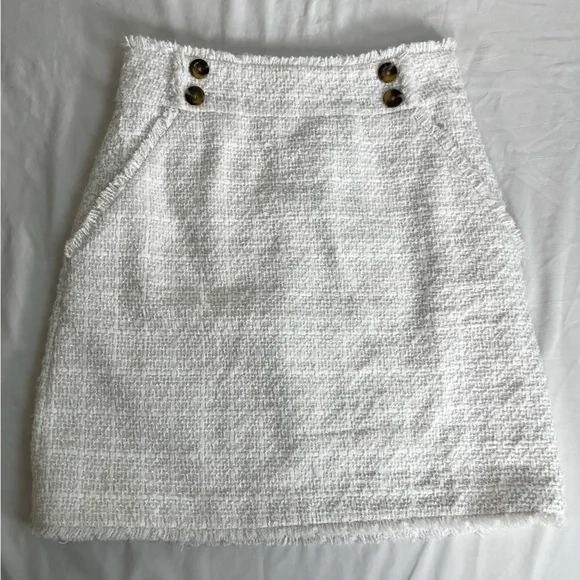 NEW NWT Ann Taylor Fringe Boucle Tweed Lined Short Mini Skirt Size 0 - Picture 7 of 15